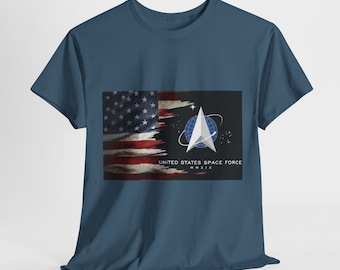 Space Force Military Pride Unisex Heavy Cotton Tee, American Flag Veteran Shirt, Space Force Gift, Patriotic Clothing, Military Apparel