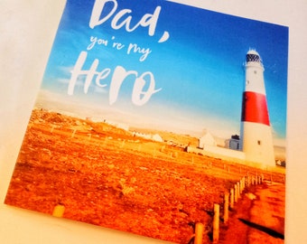 Grußkarte-Vatertag-Karte-Feiern-Portlandbill-Leuchtturm-Papa-Vater-
