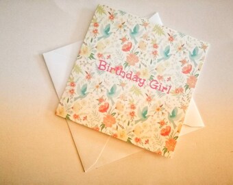 Birthday card - birthday girl - greeting card-birthday