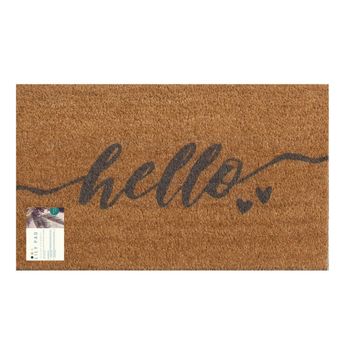 Hello Coir Door Mat en Gris / Gran felpudo gris / door mat interior by