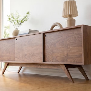 Walnut Mid-Century Modern Record Player Stand