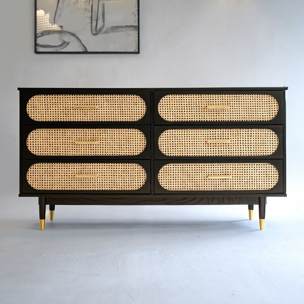Rattan Dresser 6 Drawer Etsy