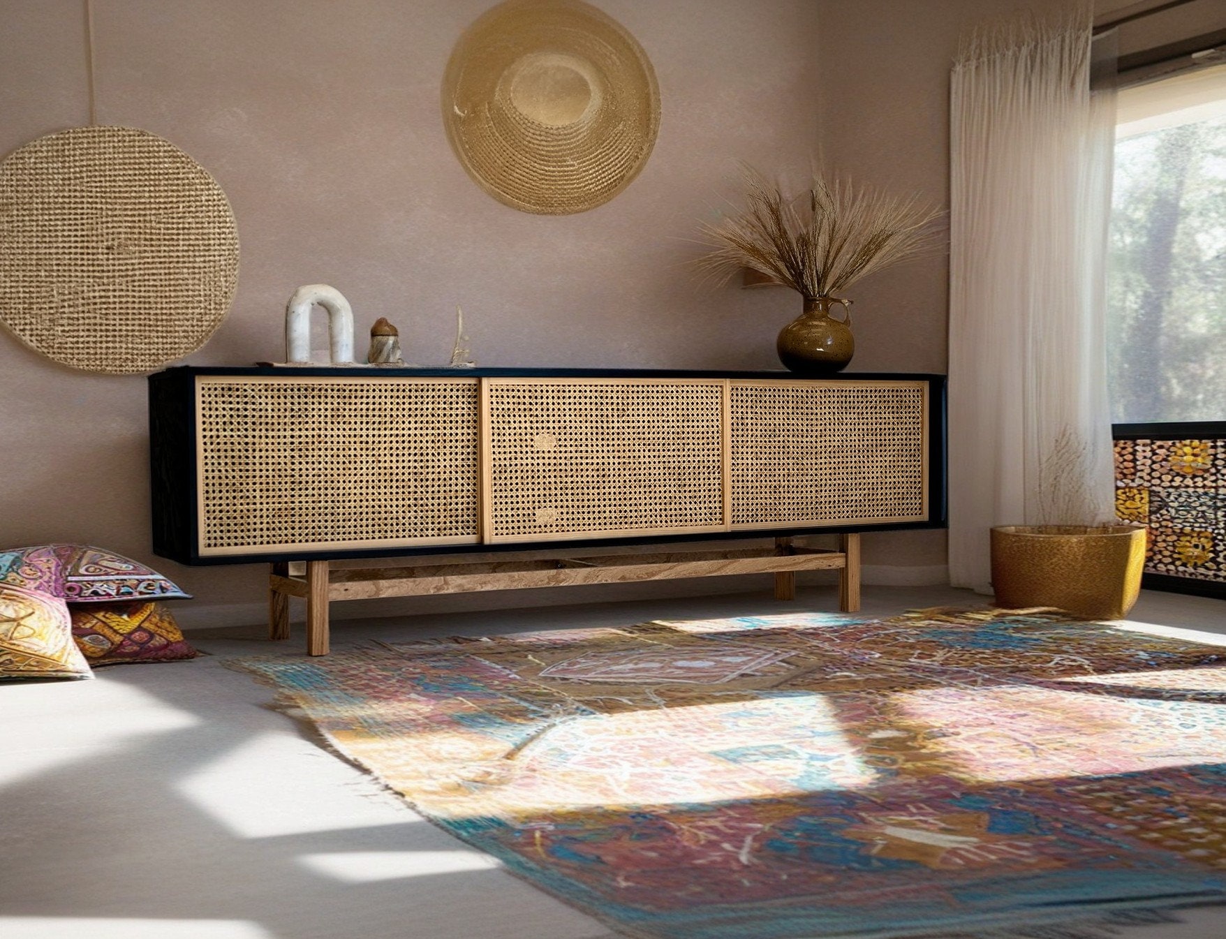 Caned media console deals