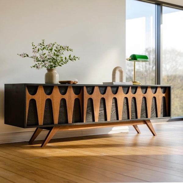 Mid-Century Modern Brasilia-styled  TV stand,  Record Player Stand