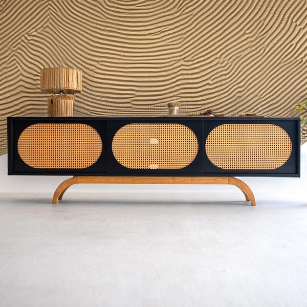 Black Oak Mid-Century Modern Sunset  TV stand,  Record Player Stand