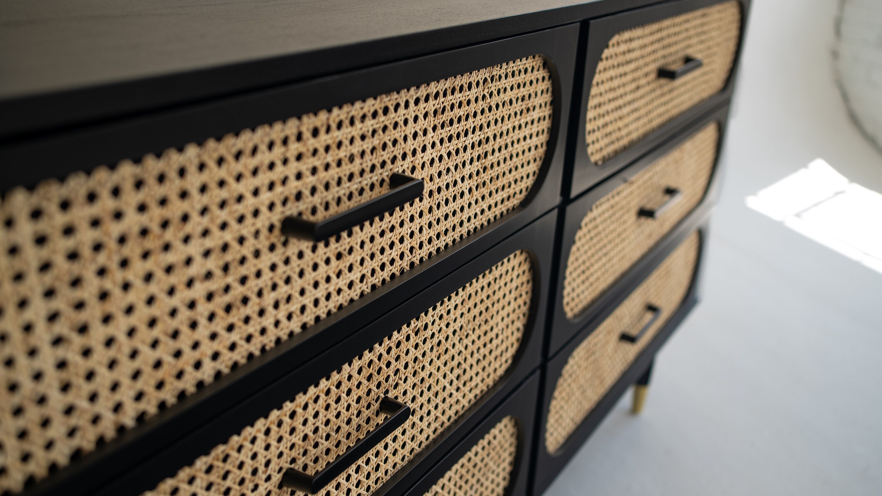 Black Arched Modern Cane Rattan 6 Drawer Dresser - Etsy