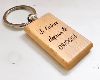Personalized keychain engraved wood gift dad mom mother's day father's day birth christmas gift
