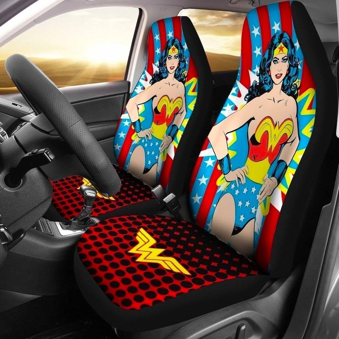 Wonder Woman Comic Style Car Seat Covers Fan Gift Idea Etsy