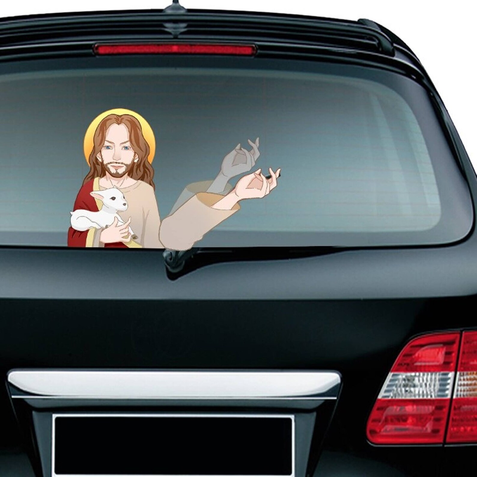 Removable Jesus Waving Wiper PVC Rear Window Wiper Stickers Etsy