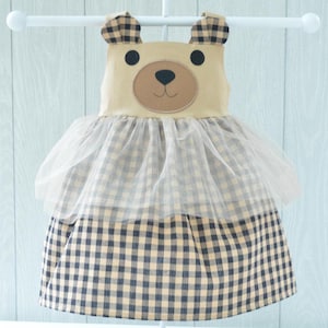 Teddy Bear Girls Dress, Childs Bear Dress, Teddy Bear Toddler Outfit, Kids Bear Costume, Bear Theme Party Dress, Girls Bear Birthday Dress