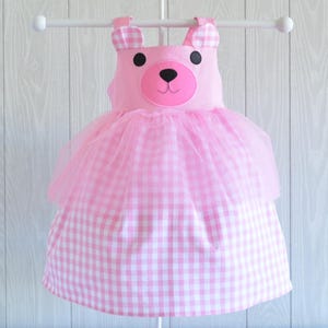 Pink Teddy Bear Girls Dress, Childs Bear Dress, Teddy Bear Toddler Outfit, Kids Bear Costume, Bear Party Dress, Girls Bear Birthday Dress