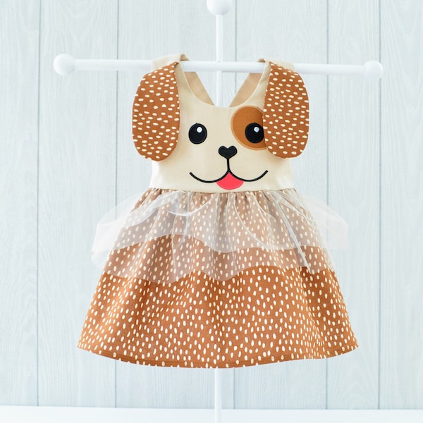 Puppy Dog Girls Dress, Toddler Puppy Dress, Infant Puppy Outfit, Kids Dog Costume, Baby Puppy Dress, Dog Birthday Dress, Puppy Party Dress