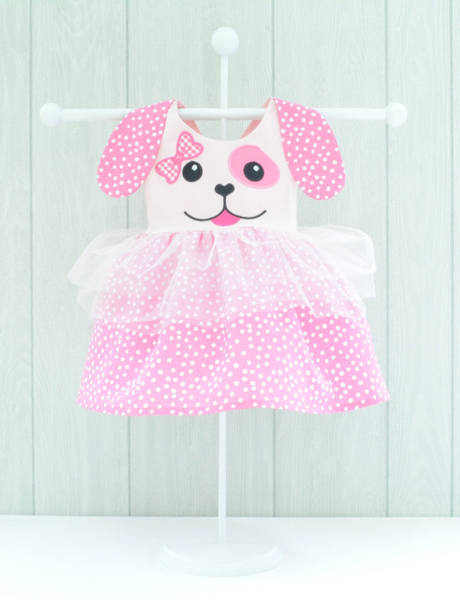 Pink Puppy Dog Girls Dress, Toddler Puppy Dress, Infant Puppy Outfit