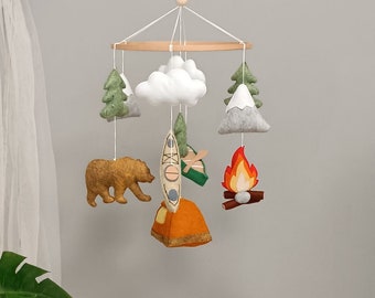 National park baby mobile, Mountain /Bear/Woodland nursery decor, Campaign style mobile, Baby shower gift