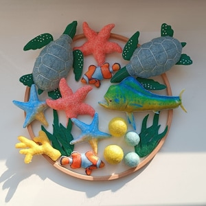 Tropical Ocean Baby Mobile with Sea Turtle, Mahi Mahi Fish, Coral, Starfish, Under the Sea Nursery Decor, Felt Crib Mobile, Baby shower gift