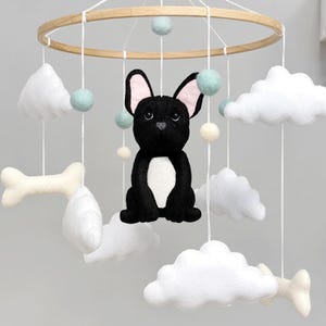 Custom dog baby mobile, Pet nursery decor, Puppy French bulldog crib mobile, Baby shower gift, New baby gift