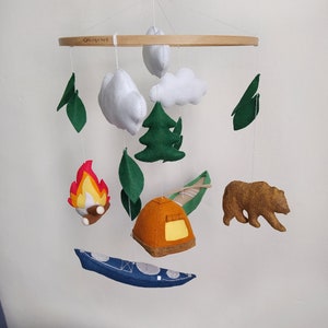 Camp nursery mobile, National park mobile, Woodland mountain mobile, Nature mobile, Baby first Christmas gift