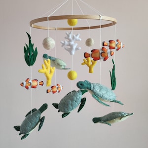 Ocean baby mobile, Ocean mobile for nursery, Sea turtle mobile