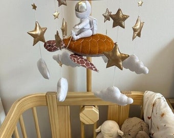 Outer space baby mobile, Turtle crib mobile, Space theme nursery decor, Expecting mom gift