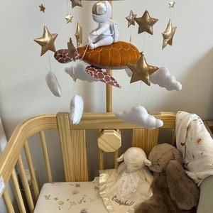 Outer space baby mobile, Turtle crib mobile, Space theme nursery decor, Expecting mom gift
