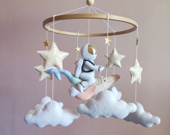 Space mobile for nursery, Outer space mobile, Crib baby mobile, Astronaut baby mobile, Baby shower gift