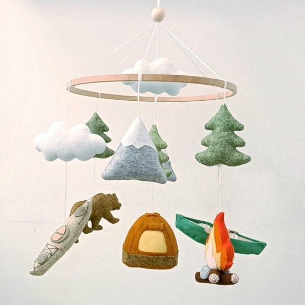 Woodland Baby Mobile, National Park Nursery Decor, Camping Theme