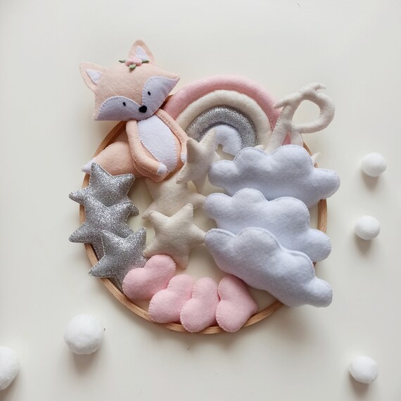 Girl Baby Mobile Fox Nursery Mobile Woodland Nursery Mobile Etsy