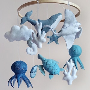 Ocean baby mobile, Crib mobile baby,  Under the sea nursery decor, Baby shower gift, Sea creatures mobile, New baby gift