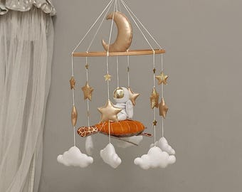 Outer Space Baby Mobile: Spaceman, Sea Turtle & Stars