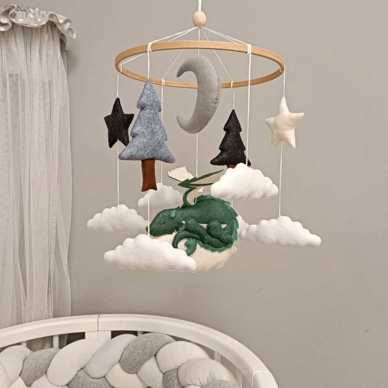 Dragon baby mobile, Cot mobile, Fanstasy nursery decor, Baby shower gift