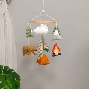 Mobile per neonati del Parco Nazionale, decorazione per cameretta dei bambini con tema Orso di Montagna, stile campagna, regalo per baby shower