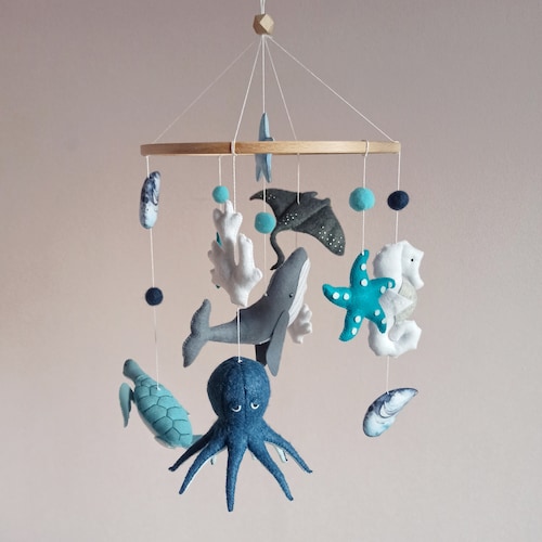 Ocean baby mobile for nursery, Nautical nursery mobile, Sea creatures mobile, Whale baby mobile