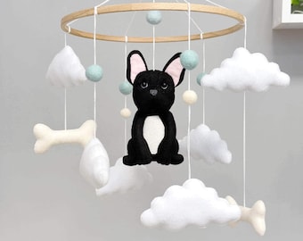 Giostrina per culla con bulldog francese, decorazione per la cameretta dei cuccioli, giostrina a forma di nuvola con cane, regalo per neonati amanti degli animali