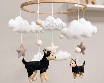 Custom Dog Baby Mobile, Personalized Name Felt Pet Nursery Decor