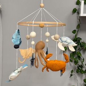 Ocean Crib Baby Mobile, Under the Sea Nursery Decor, Octopus mobile hanging, Baby Shower Gift