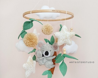 Koala-Mobile fürs Baby, Waldtier-Deko fürs Kinderzimmer, Australische Tiere, Geschenk zur Babyparty
