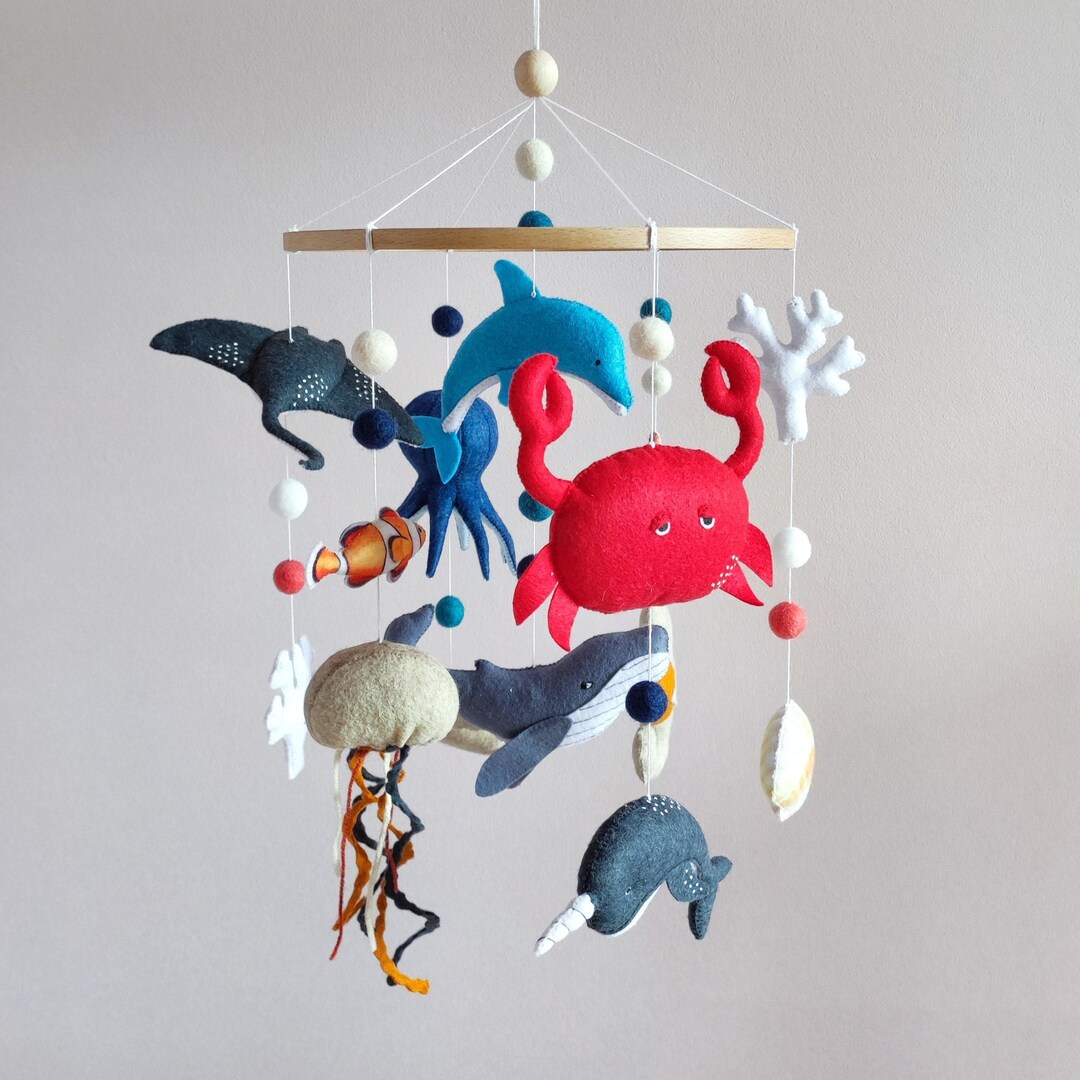 Ocean Creature Baby Mobile for Crib, Nautical Nursery Decor, Whale Baby ...
