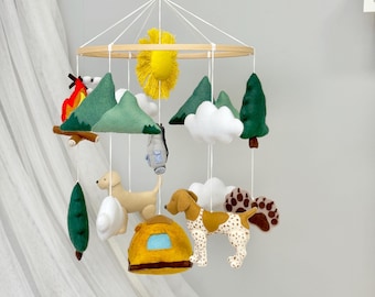 Custom Dog Nursery Mobile, National Park Adventure Crib Decor, Pets Mobile Baby