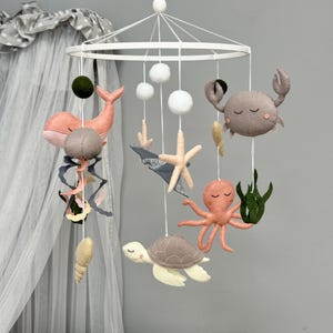 Under the sea baby mobile, Sea creature baby mobile, Sea life nursery decor, Ocean mobile for nursery, Baby shower gift, New mommy gift