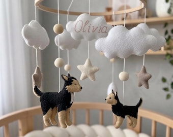 Custom Dog Baby Mobile With Personalized Embroidered Name