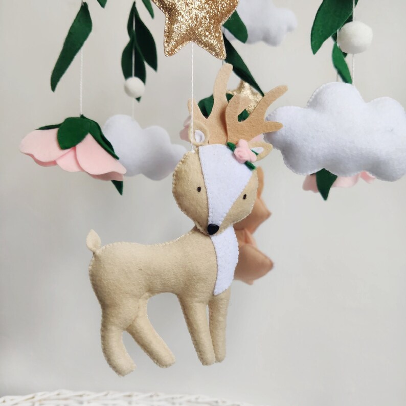 Deer Baby Mobile Forest Animals Mobile Woodland Nursery Theme Etsy