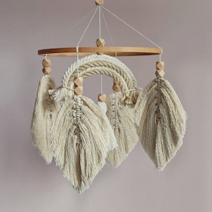 Boho baby mobile, Rainbow macrame mobile, Feather mobile macrame, Boho nursery decor