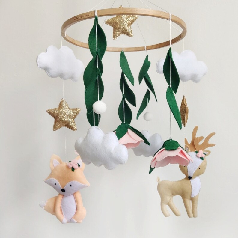 Deer Baby Mobile Forest Animals Mobile Woodland Nursery Theme Etsy