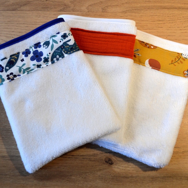 Gant de toilette pour bébé enfant adulte tout doux en tissu oeko tex avec motifs personnalisable motif animaux éponge