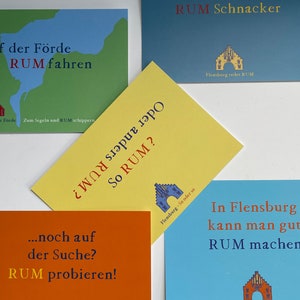 Postkarten Set aus Flensburg, die RUM-Stadt imNorden