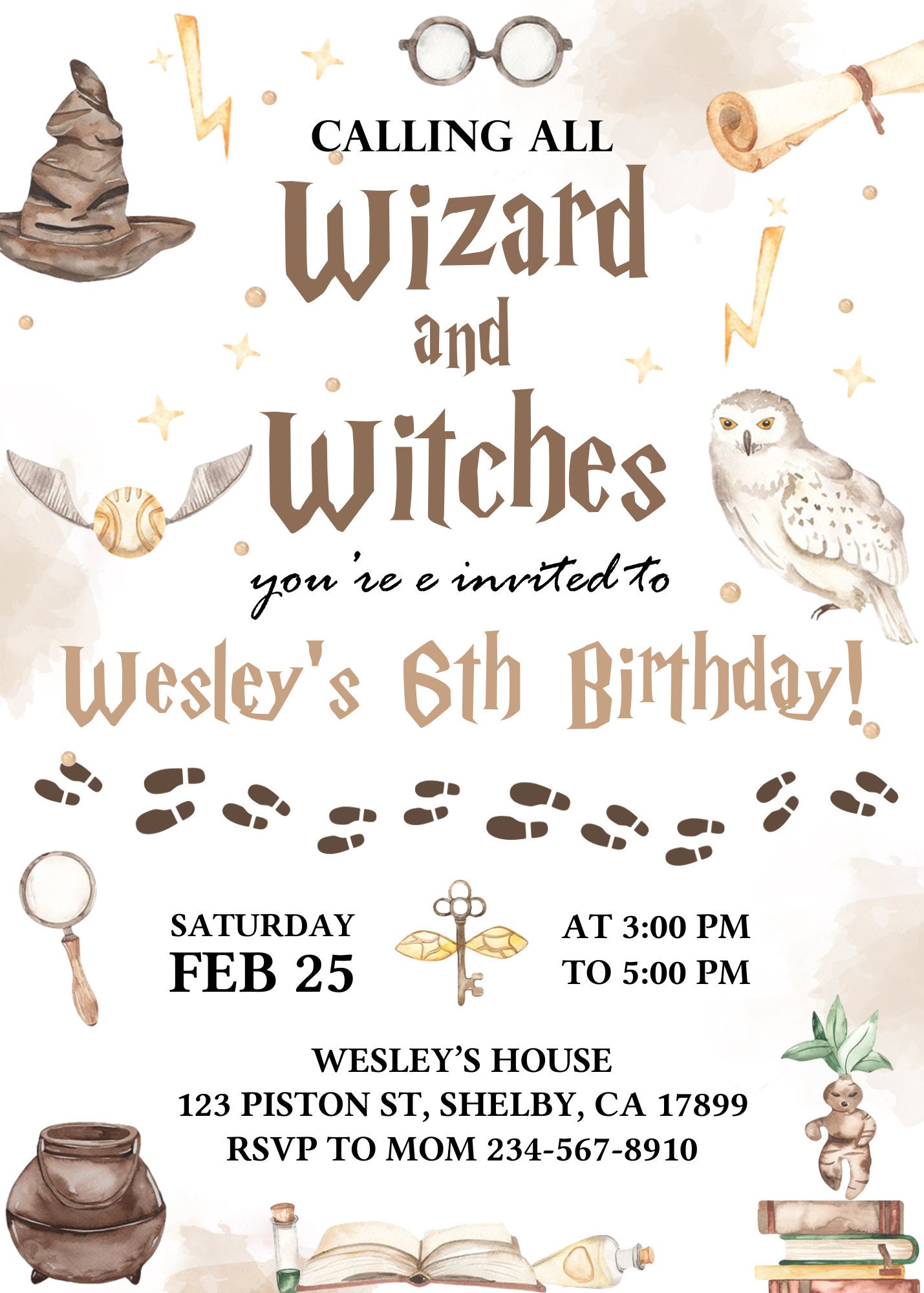 Wizards and Witches Birthday Invitation, Wizard Party Invite, Canva ...