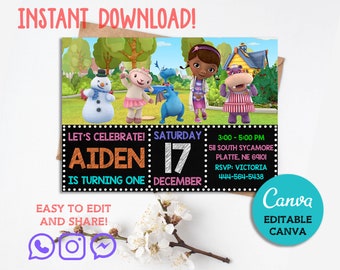 Invitation Doc McStuffins, anniversaire Doc McStuffins, fête Doc McStuffins, Invitation d'anniversaire Doc McStuffins, téléchargement immédiat modifiable