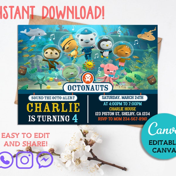 Octonauts Invitation, Editable Octonauts Birthday Invitation, Octonauts Party, Octonauts Invitation Template Instant Download Canva