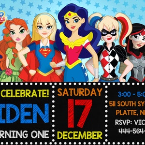 DC Superhero Girls Invitation, Superhero Girls Birthday Editable ...
