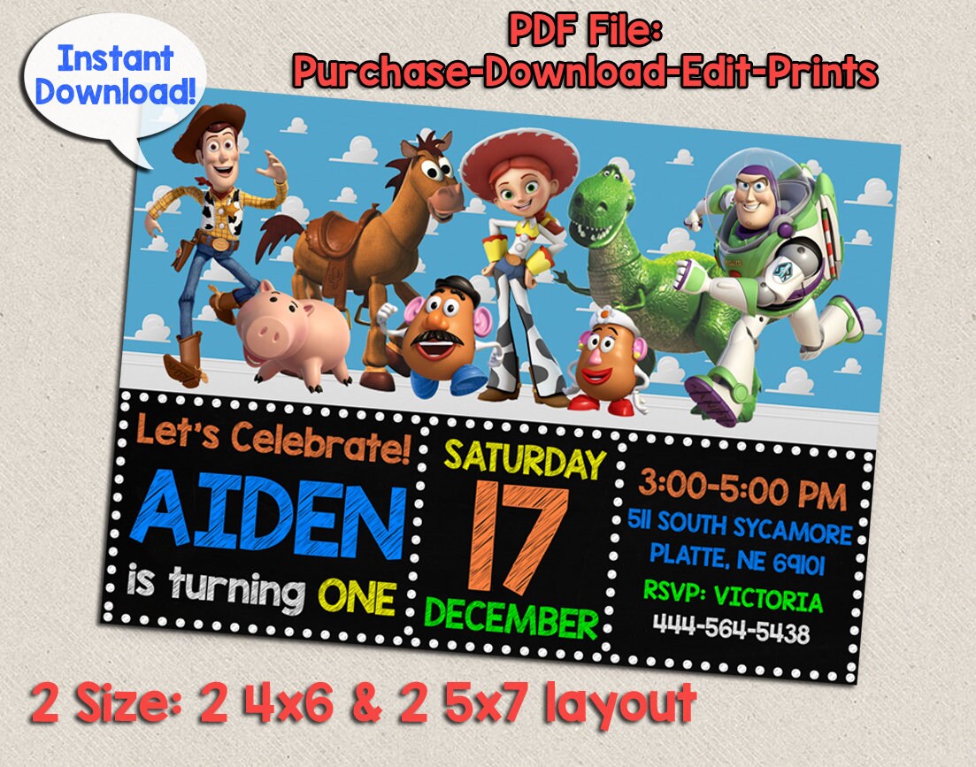 Toy Story Birthday Invitation Toy Story Birthday Toy Story Invitation Editable Toy Story Party Toy Story Template Canva